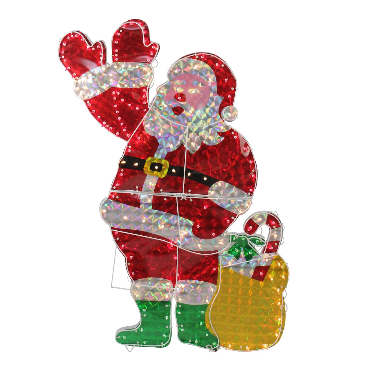 4ft. Holographic Lighted Waving Santa Claus Christmas Yard Art Decoration